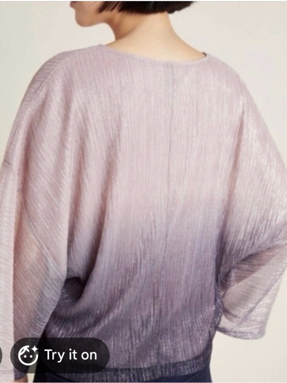 Shimmery Ombre Pink to Purple Women's Pleated Top - Picture 2 of 7